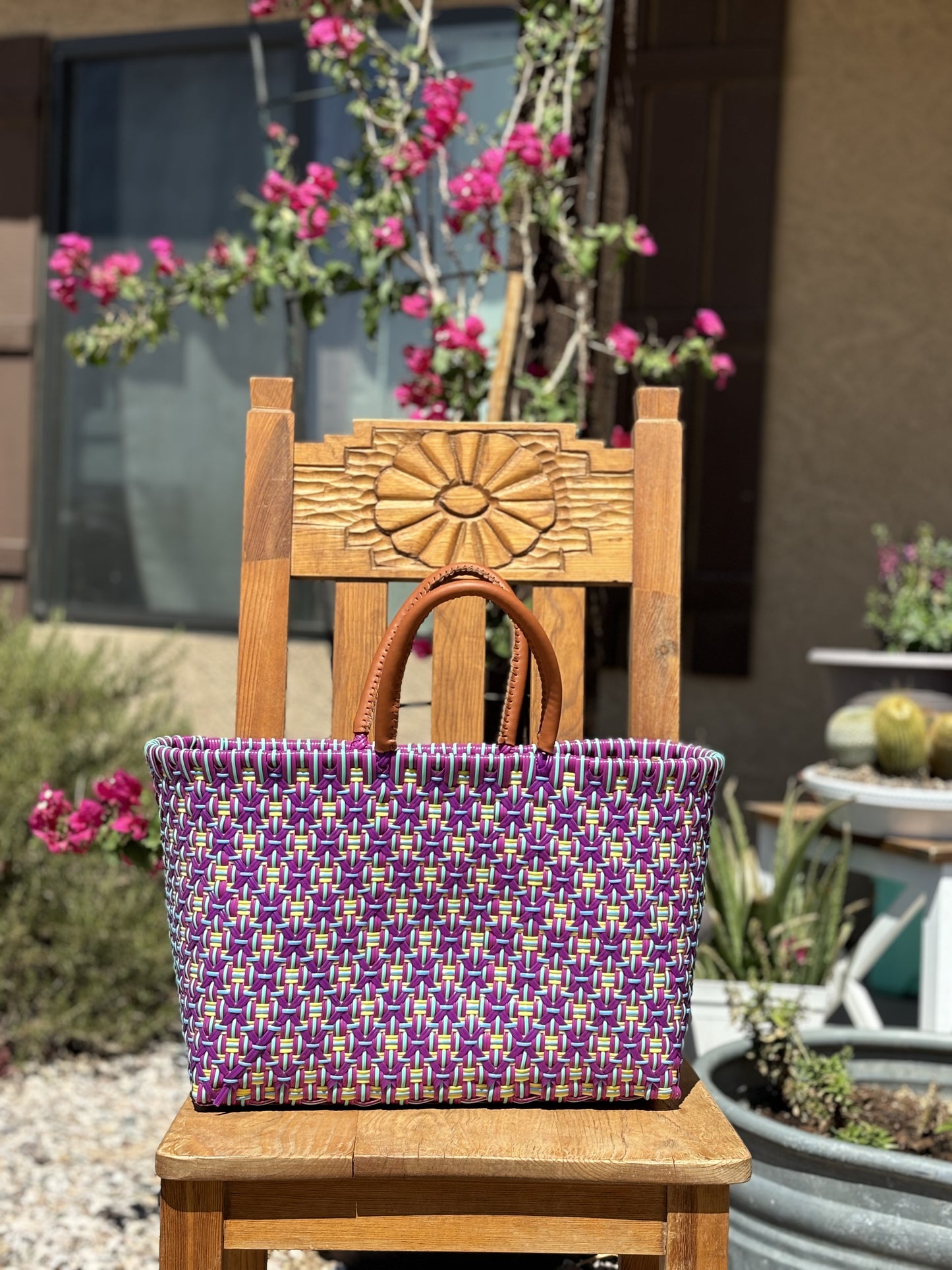 Medium Triple Mercado- purple & yellow