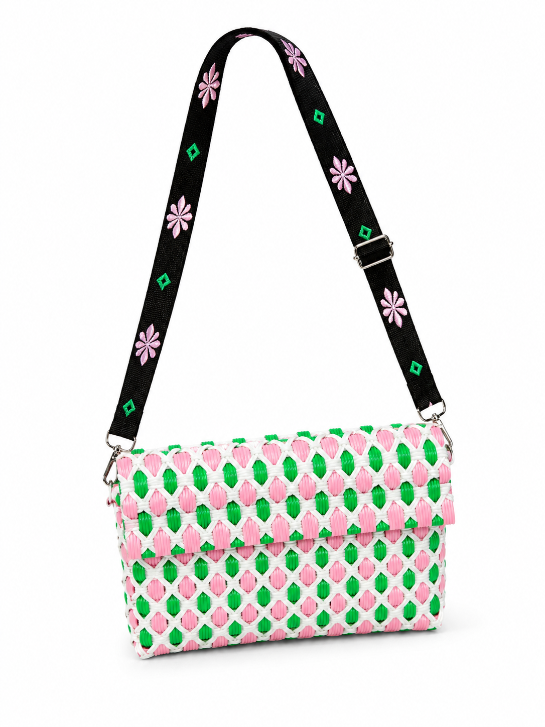 Corazón de Mexico crossbody- Pink&green