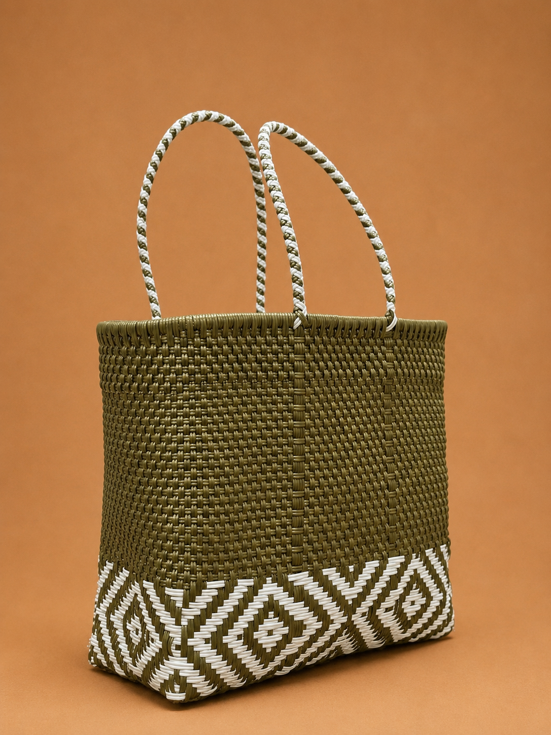 Medium Mercado Bag- Gold&White