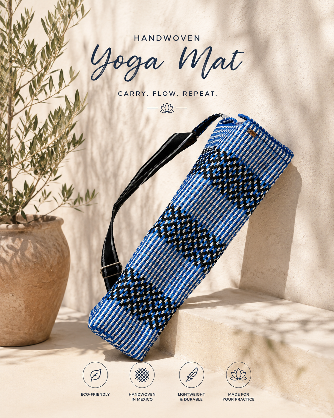 Yoga Mat- Royal Blue + Black